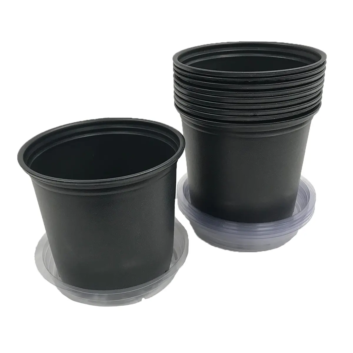 The Harvest Company Viagrow 1 Gal. 7.875 In. L X 6.25 In. W X 6.75 In. H Black Indoor/Outdoor Plastic Nursery Pot With 8 In. Saucer (Packs) 1