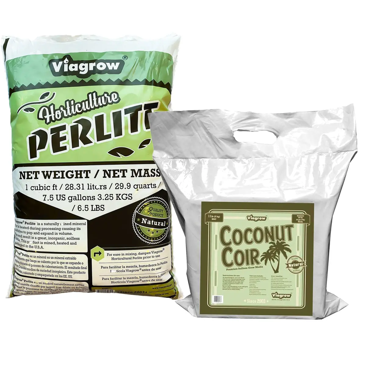 The Harvest Company Viagrow 5 Kg Coco Coir Block Plus 1 Cu. Ft. Horticultural Perlite, Makes 3.4 Cu. Ft. / 25.4 Gal / 101 Qt Grow Media 1