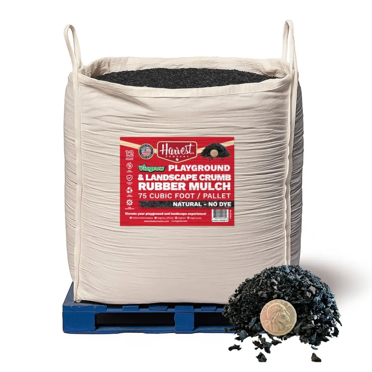The Harvest Company Viagrow Black, Crumb Rubber Playground & Landscape Mulch, No Dye, 75 Cubic Foot, Tote (Vcrumb-Pt) 1