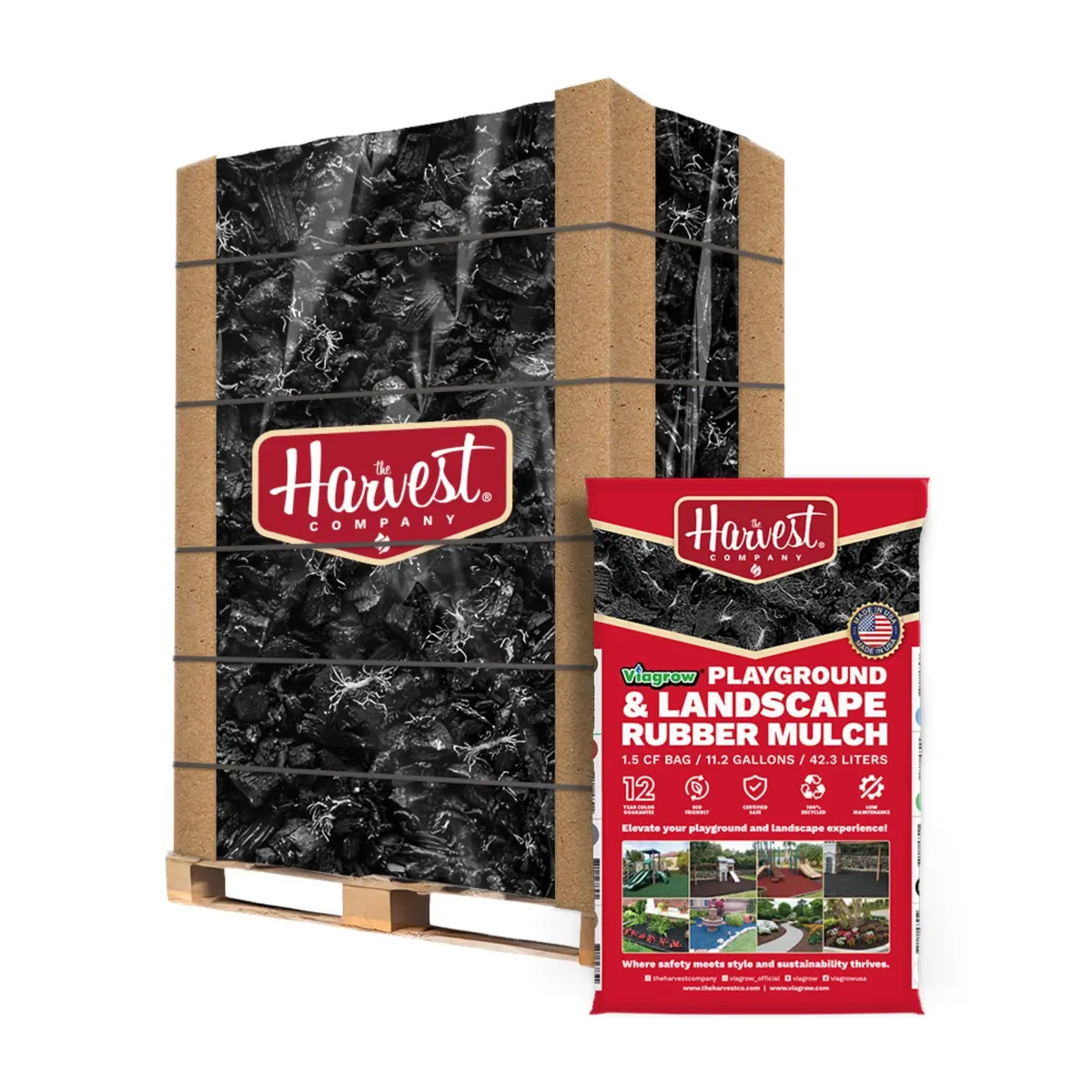 The Harvest Company Viagrow Black, No Dye Rubber Playground & Landscape Mulch, 75 Cf Pallet Of 50 Bags / 2.77 Cubic Yards / 2000Lbs (Vbnaturalrm-Pt) 1