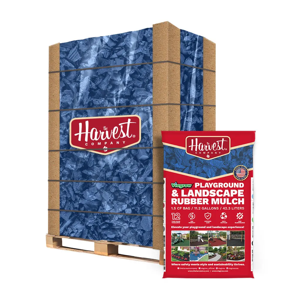 The Harvest Company Viagrow Blue Rubber Playground & Landscape Mulch, 75 Cf Pallet / 50 Bags 1.5Cf Each / 2.77 Cubic Yards / 2000Lbs (Vbluerm-Pt) 1