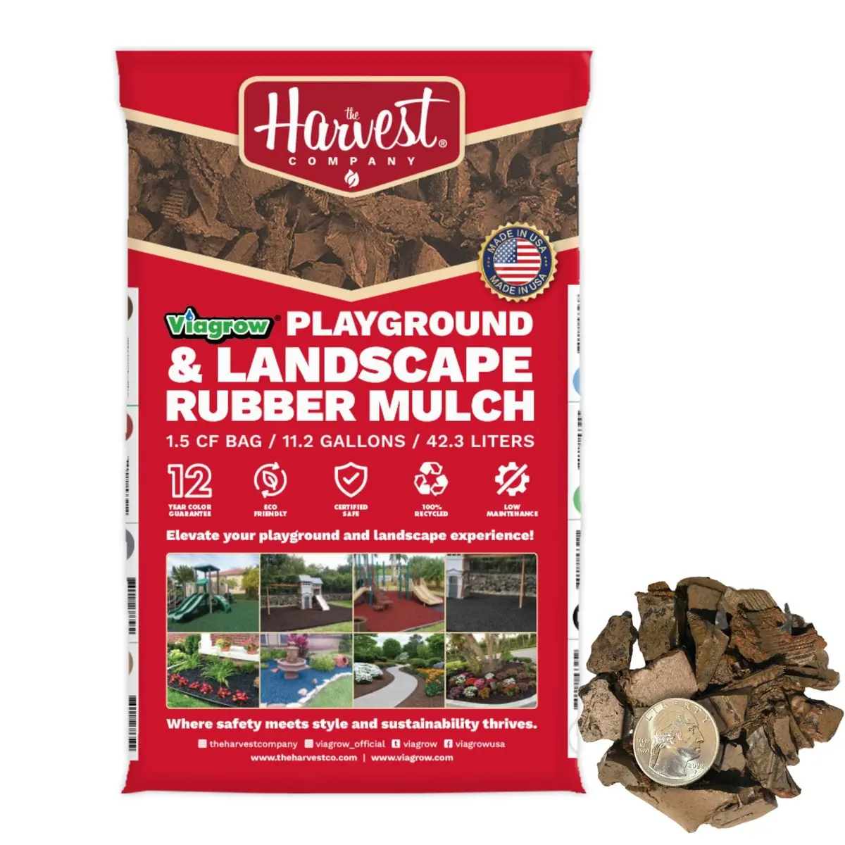 The Harvest Company Viagrow Cypress Rubber Playground And Landscape Mulch, 1.5 Cu. Ft. Bag (11.2 Gal / 42.3 L) (Vcypressrm) 1