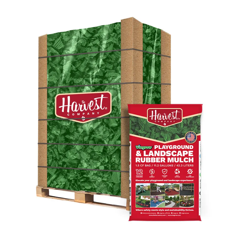 The Harvest Company Viagrow Green Rubber Playground & Landscape Mulch, 75 Cf Pallet / 50 Bags 1.5Cf Each / 2.77 Cubic Yards / 2000Lbs (Vgreenrm-Pt) 1