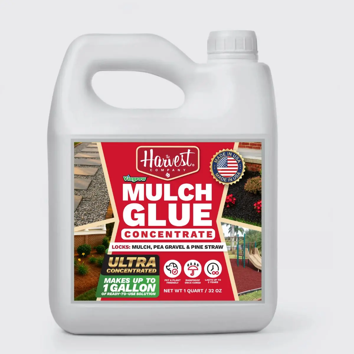 The Harvest Company Viagrow Mulch Glue 1 Qt / 32 Oz: Makes 1 Gal / Covers Approx. 125 Sq. Ft. (Vlmg32) 1