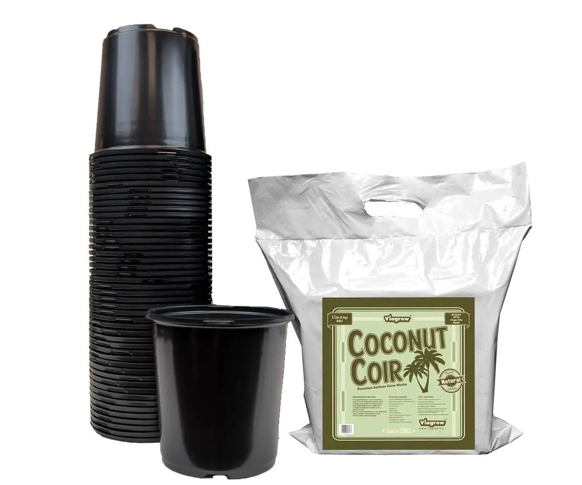 The Harvest Company Viagrow Plastic Nursery Pot Plus 5 Kg (11 Lb.) Coconut Coir Brick Grow Media (Packs) 1