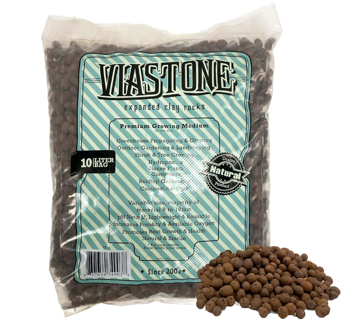 The Harvest Company Viastone 10L Expanded Clay Pebbles Round Grow Rocks Hydroponic Growing Medium (Packs) 1