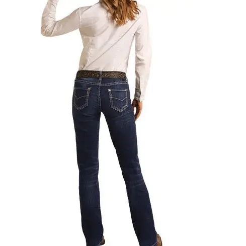 Juniors Riding Boot Cut Mid Rise Rock & Roll Denim Jeans For Women 1