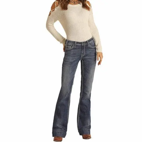 Mid Rise Trousers Rock & Roll Denim Jeans 1