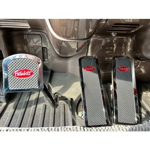 Billet Aluminum Peterbilt 379 389 359 Foot Pedals With Rubber Insert Red Logo #Rz-Ps3-Pb-Dec Red 1
