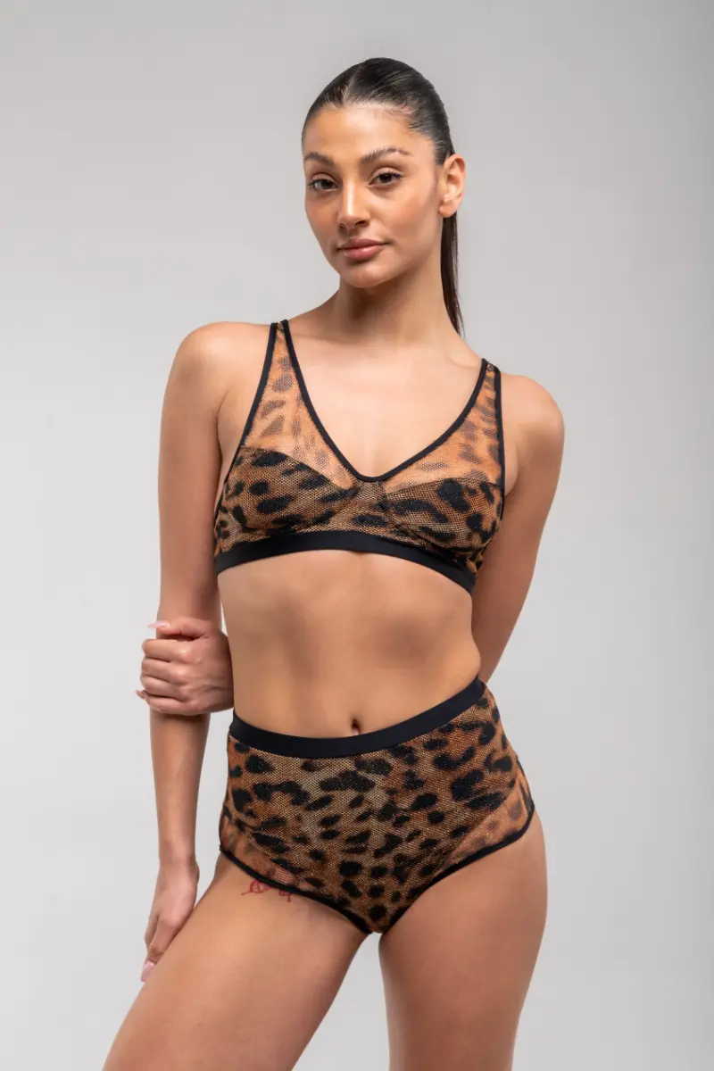 Rad Shimmering Leopard Wendy Top - Leopard Mesh 1