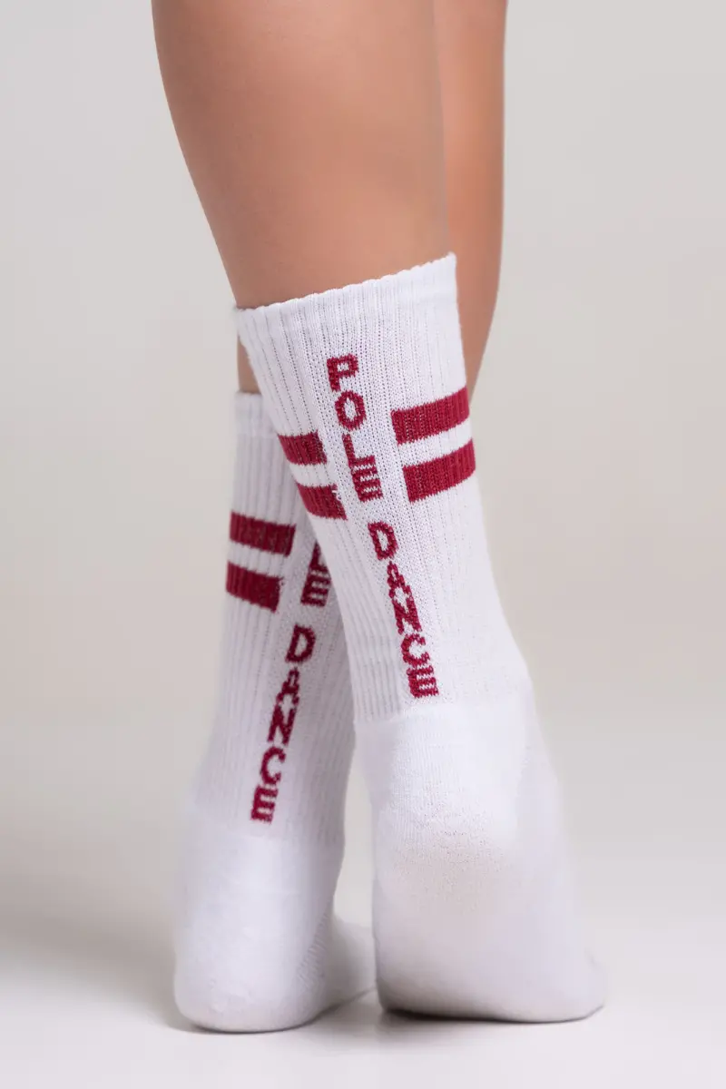 Paradise Chick Supreme Pole Dance Socks - White/Burgundy 1