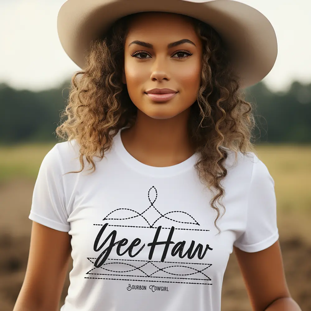 Boot Stitch Yee Haw T-Shirt Bourbon Cowgirl 1