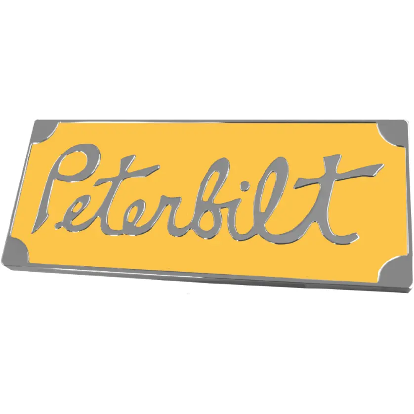 Peterbilt Old Style Engraved Emblem Rect. Yellow 220 1