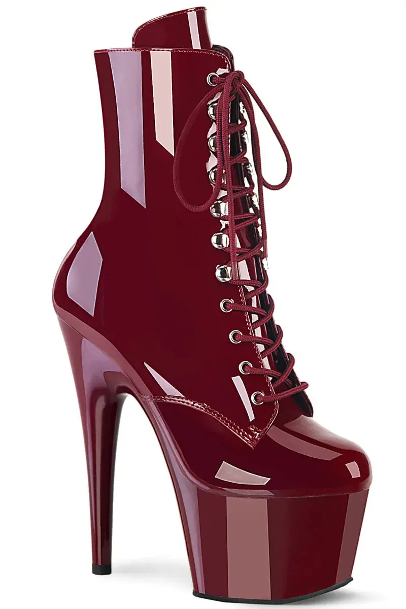 Pleaser Usa Adore-1020 7Inch Boots - Patent Burgundy 1