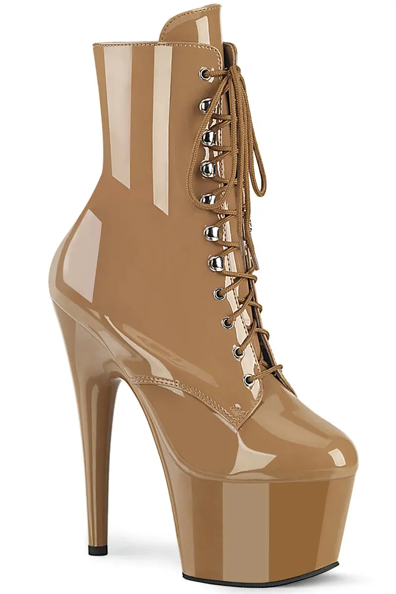 Pleaser Usa Adore-1020 7Inch Boots - Patent Toffee 1