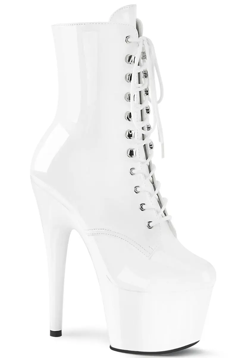 Pleaser Usa Adore-1020 7Inch Boots - Patent White 1
