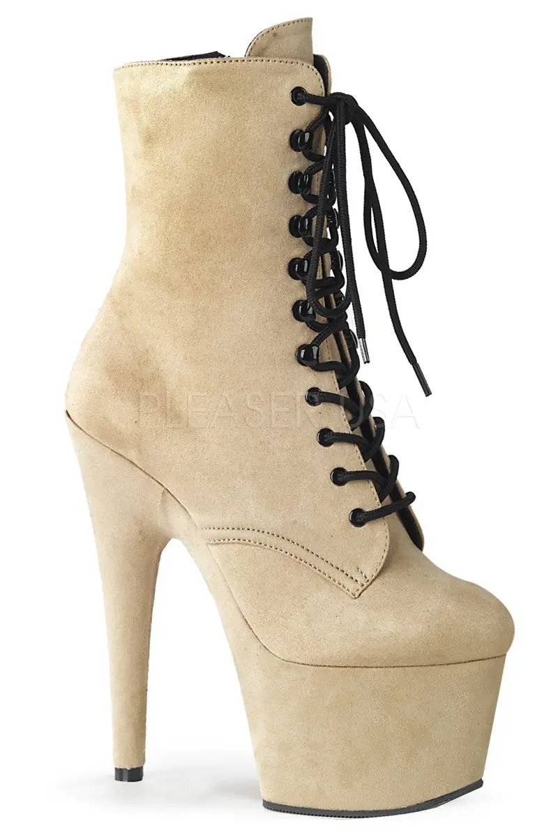 Pleaser Usa Adore-1020Fs Faux Suede 7Inch Boots - Beige 1
