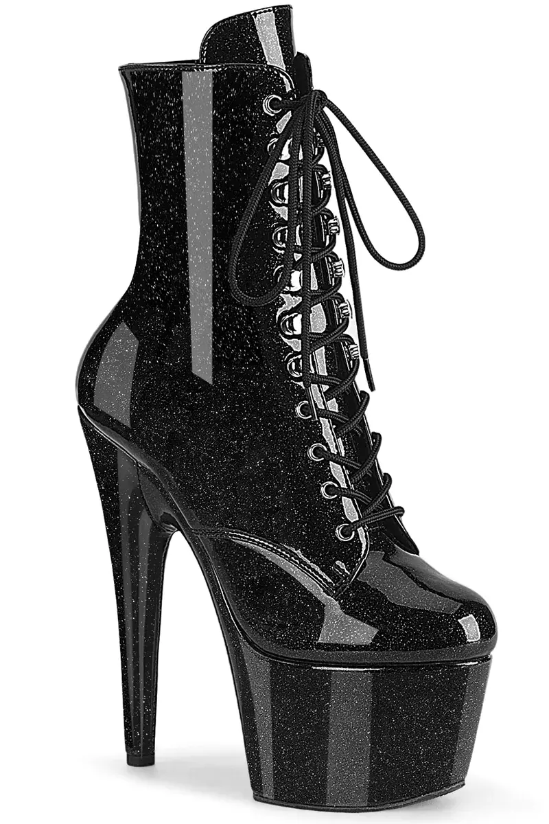 Pleaser Usa Adore-1020Gp 7Inch Boots - Black Glitter 1