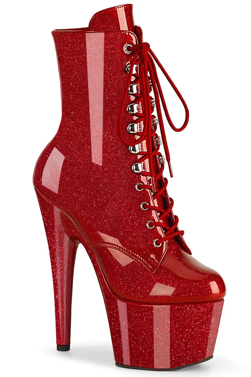 Pleaser Usa Adore-1020Gp 7Inch Boots - Ruby Glitter 1