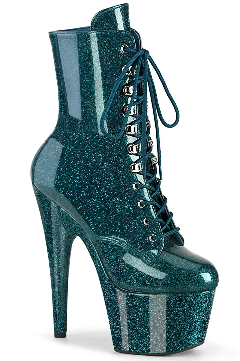 Pleaser Usa Adore-1020Gp 7Inch Boots - Teal Glitter 1