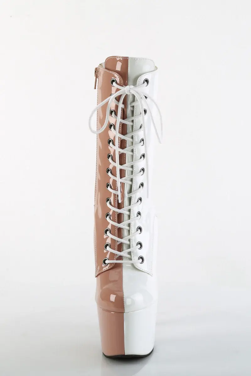 Pleaser Usa Adore-1040Tt 7Inch Boots - Patent Blush/White 3