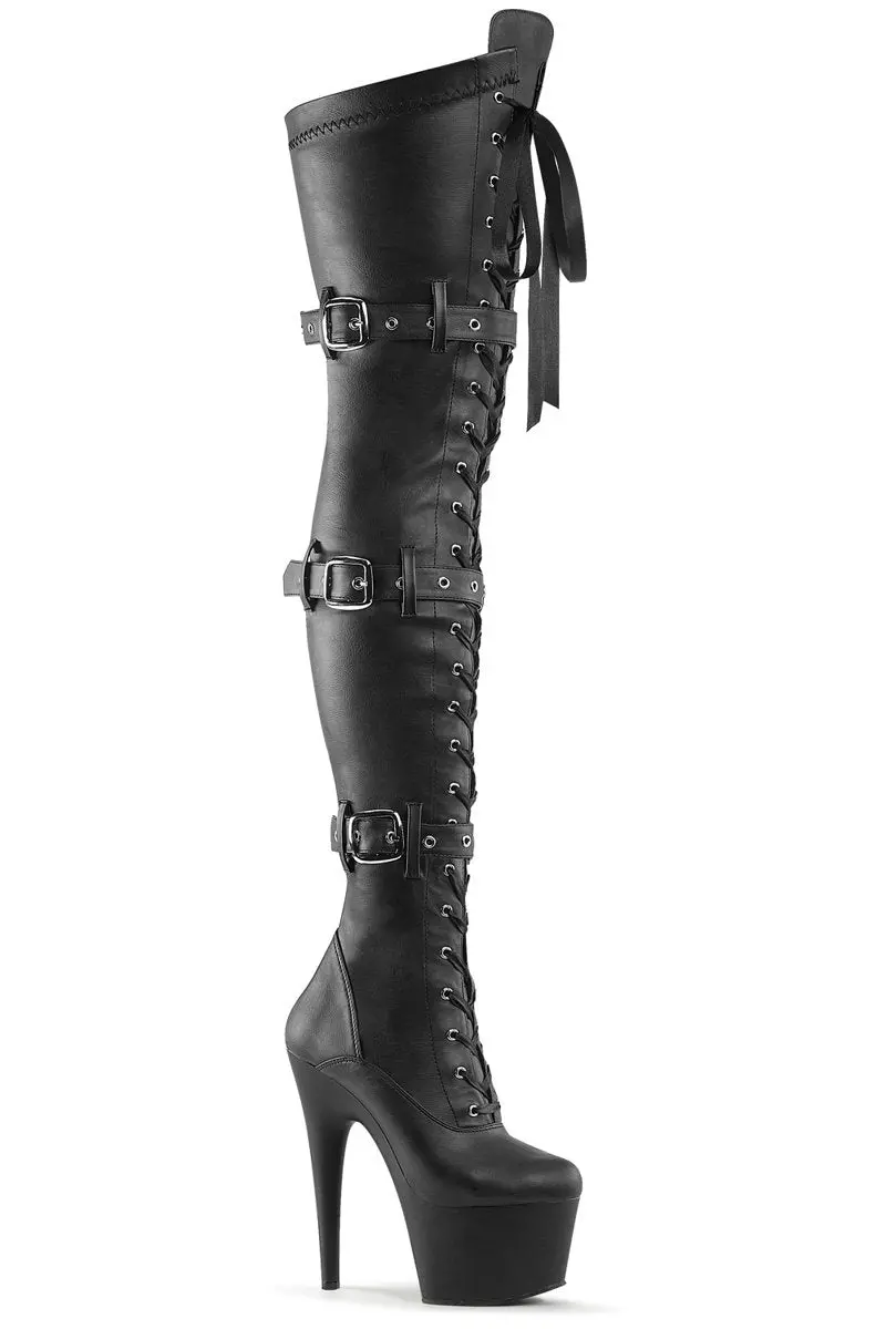 Pleaser Usa Adore-3028 7Inch Thigh High Boots - Matte Black 1