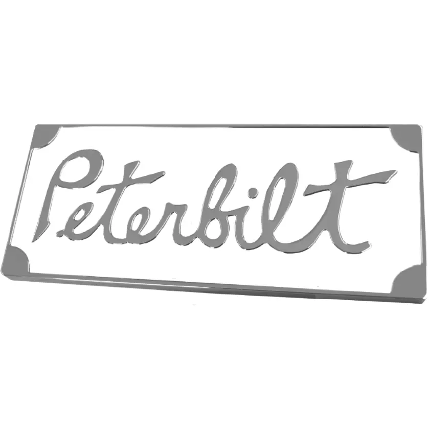 Peterbilt Old Style Engraved Emblem Rect. White 108 1
