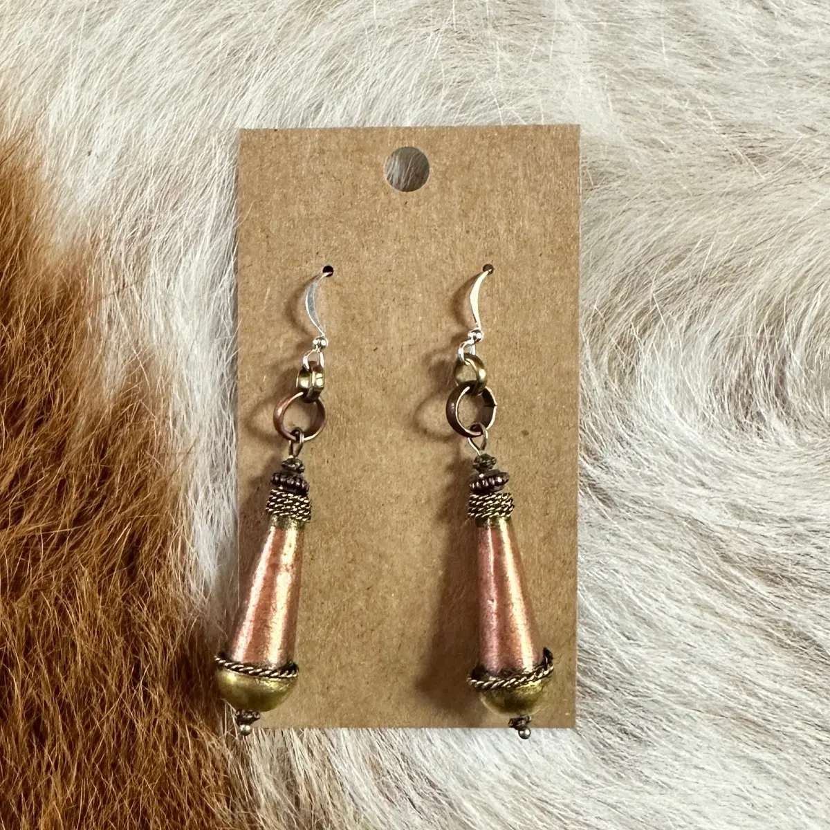 Copper And Brass Dangle Earrings - Amy Kaplan 1