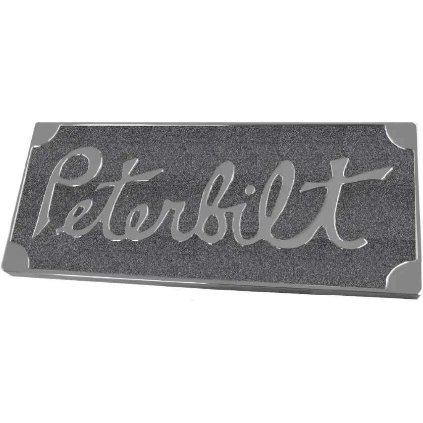 Peterbilt Old Style Engraved Emblem Rect. Metallic Black 195 1