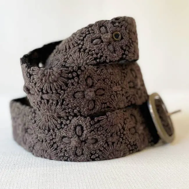 Midnight Oasis Embroidered Wool Belt 1