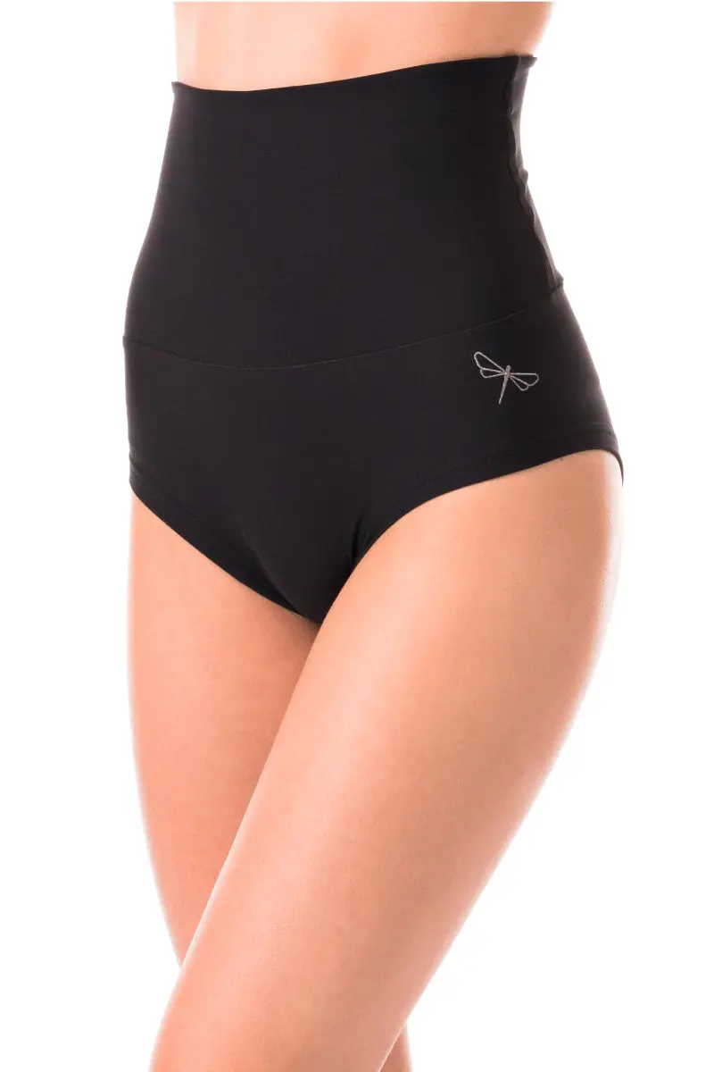 Dragonfly Betty High-Waisted Shorts - Black 1