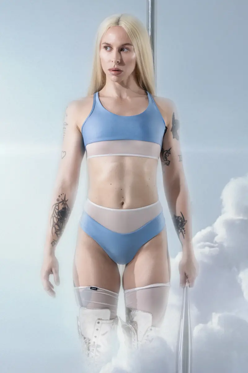 Mæd Glitch High-Waisted Shorts - Sky 1