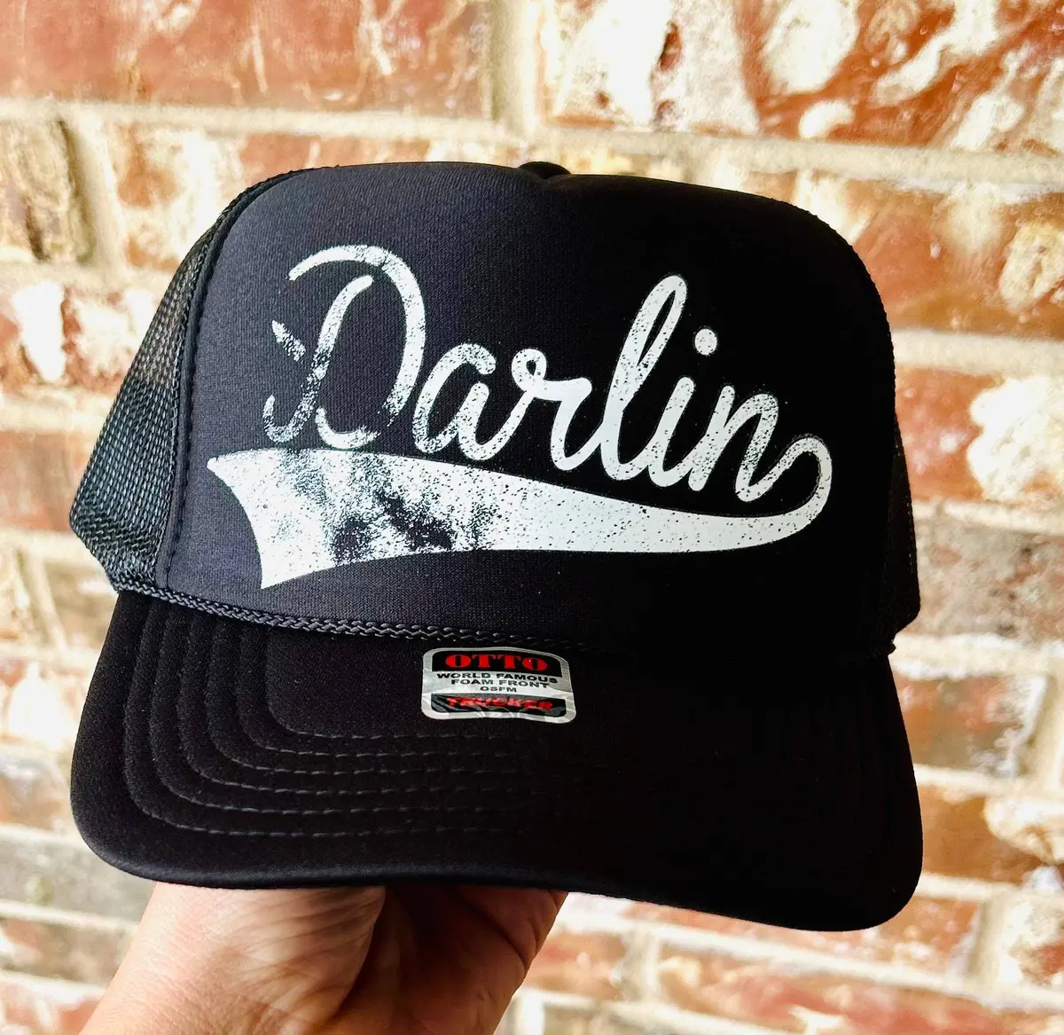 Darlin' Printed Black Trucker Hat For Cowgirls 1