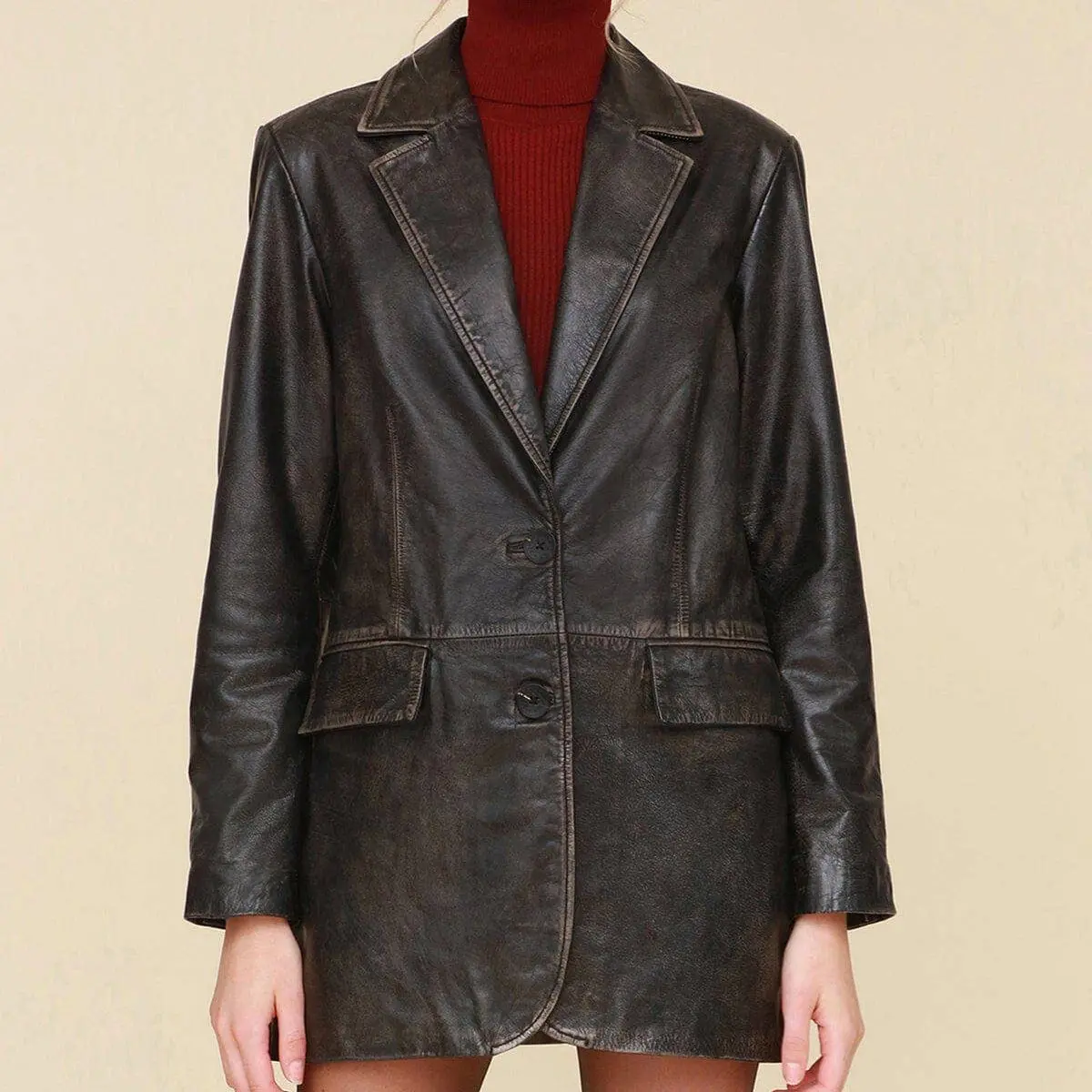 Vintage Wash Leather Blazer 1