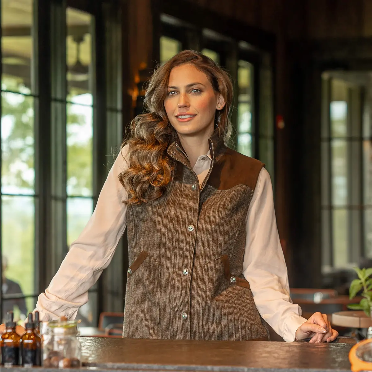 Channel Wool Vest By Madison Creek Outfitters In Tan Herringbone 1