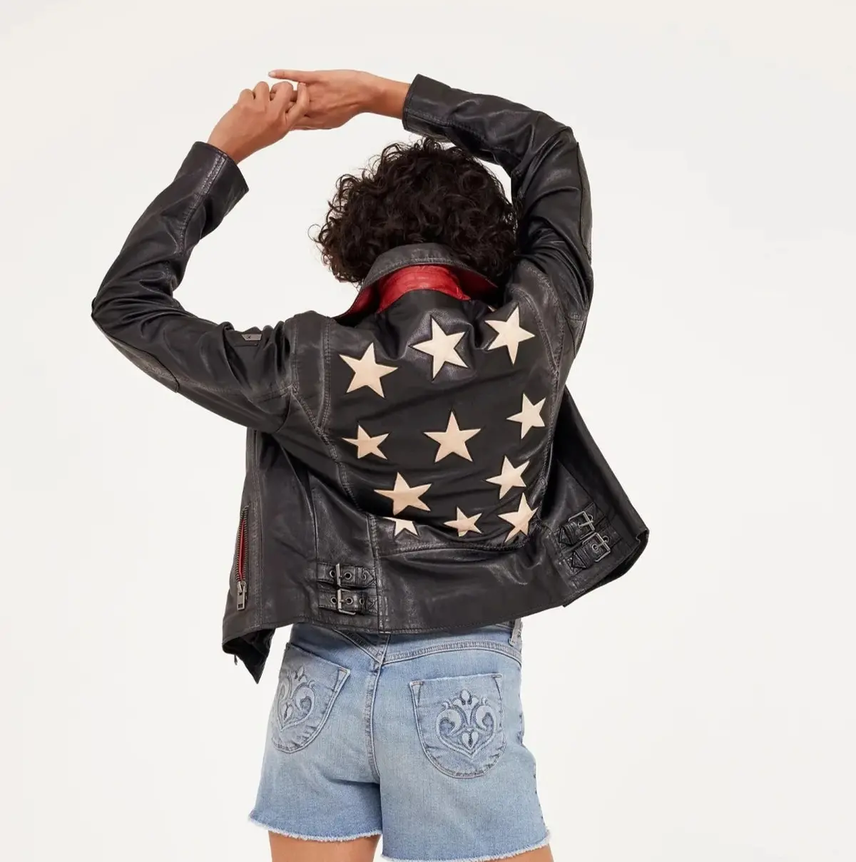 Christy Star Leather Jacket By Mauritius In Vintage Black 1