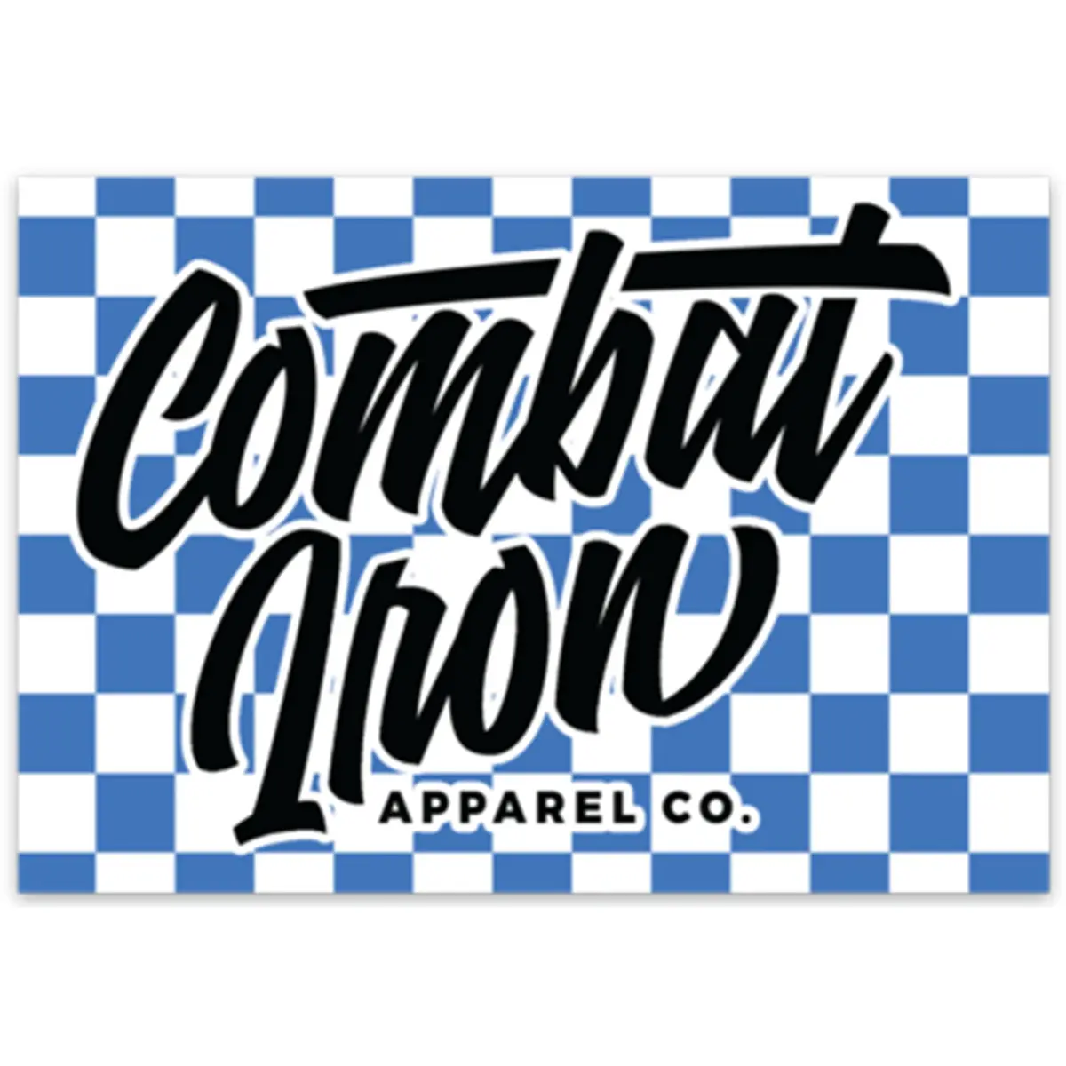 Blue Checkered Combat Iron Script All Weather Decal 1
