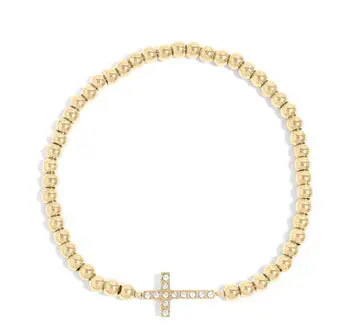 Gold Rush Cross Beaded Stretch Bracelet - Pretty Hunter 1