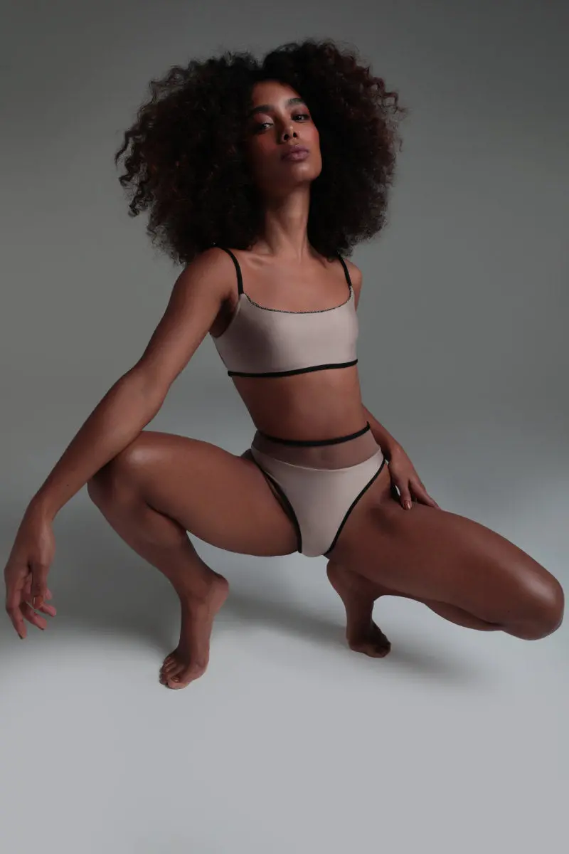 Rolling Vento Glam Reversible Top - Black Lurex / Beige 1