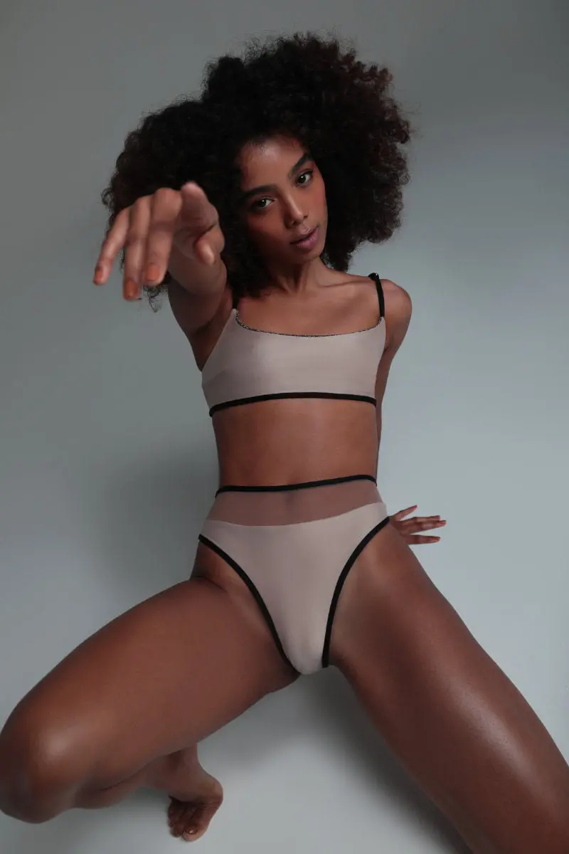 Rolling Vento Glam Reversible Bottoms - Black Lurex / Beige 1