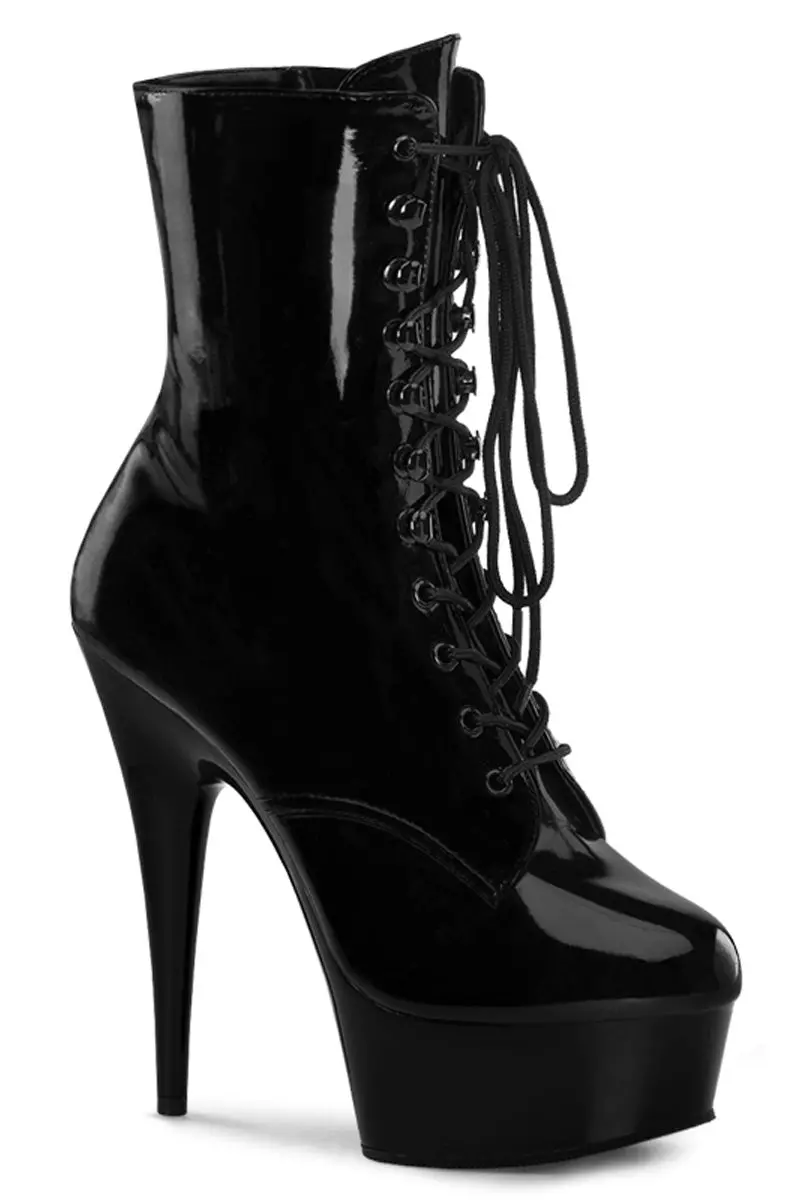 Pleaser Usa Delight-1020 6Inch Boots - Patent Black 1