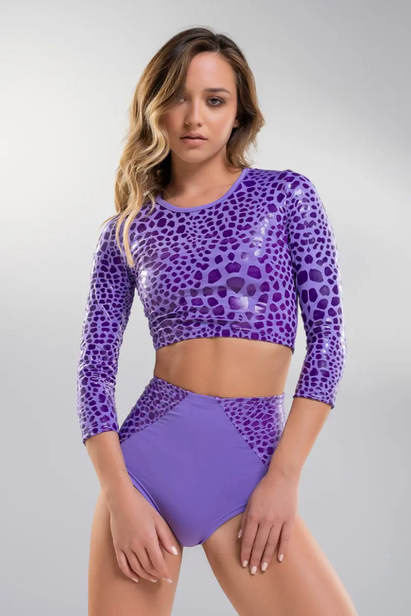 Paradise Chick Superhero Sticky Crop Top - Lilac Chameleon 1