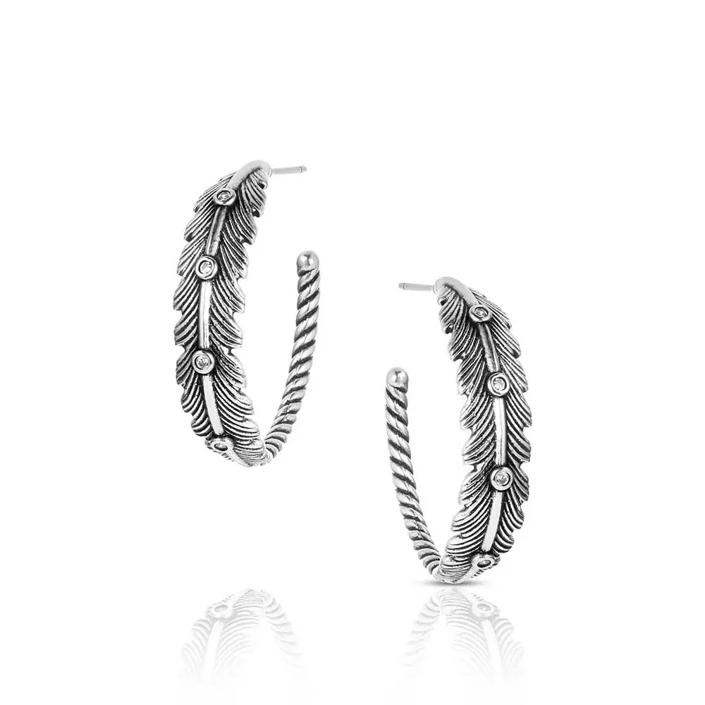 Feathered Path Hoop Earrings- Montana Silversmiths 1