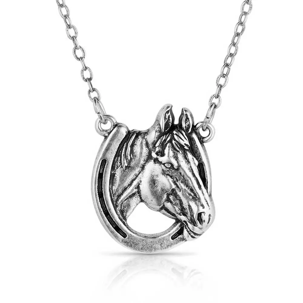 Lucky Horse Head Pendant Necklace - Montana Silversmiths 1