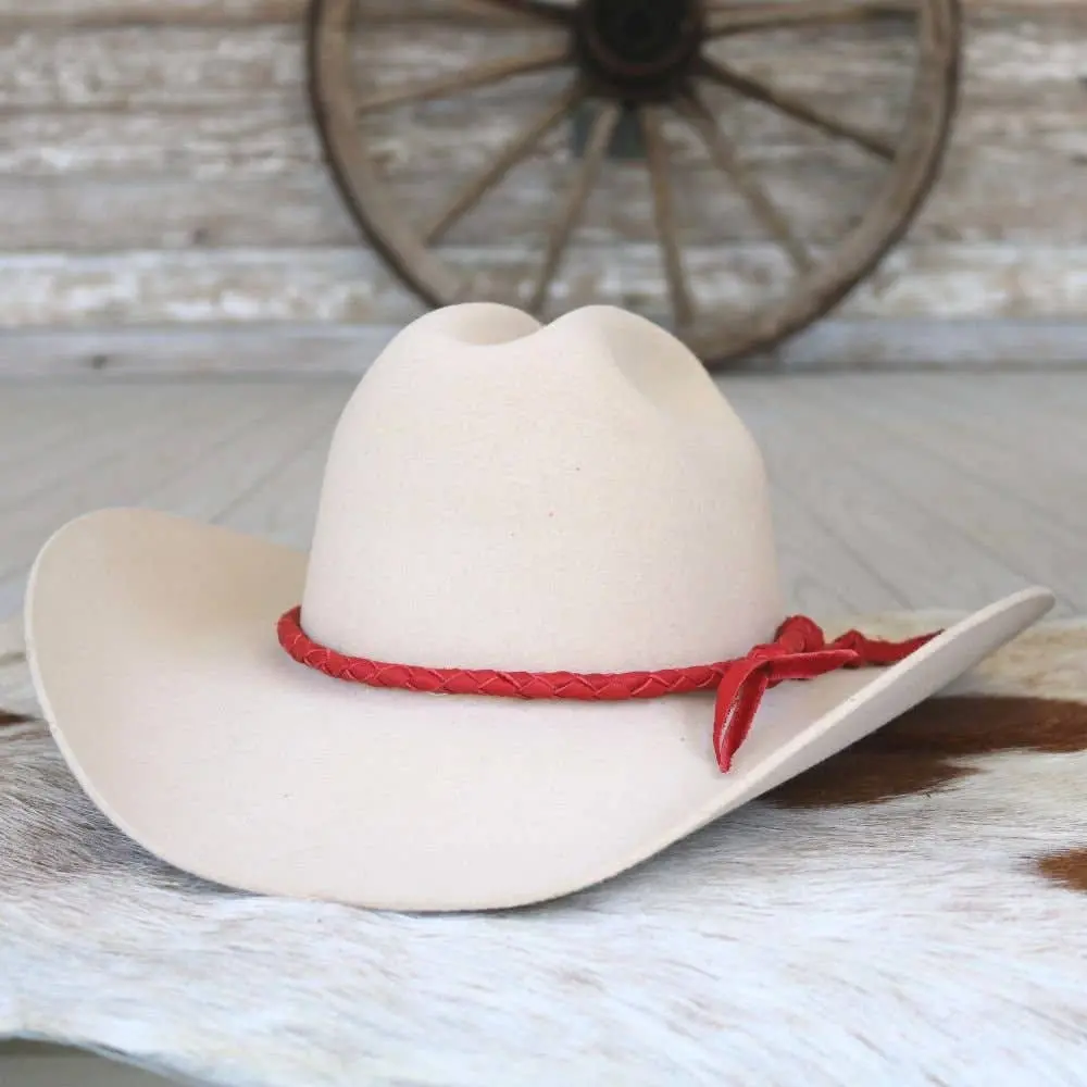 Red Braided Leather Hat Band 1