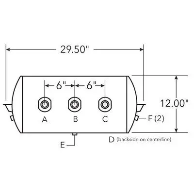 Tsj1205a  Air Tank, 12" Diameter, 3/4" (2) Main Ports, 3/8" (2) End Ports, 2790 Cu In (Aluminum) 1