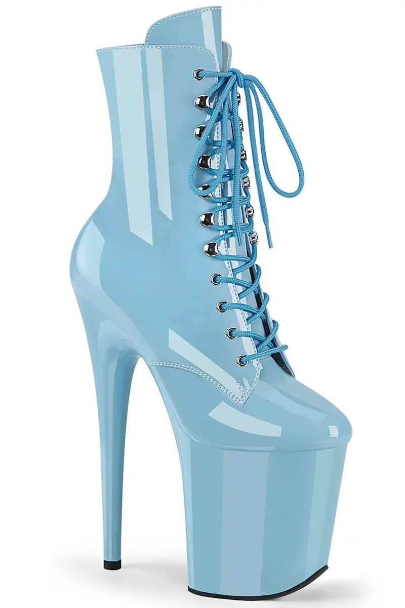 Pleaser Usa Flamingo-1020 8Inch Boots - Patent Baby Blue 1