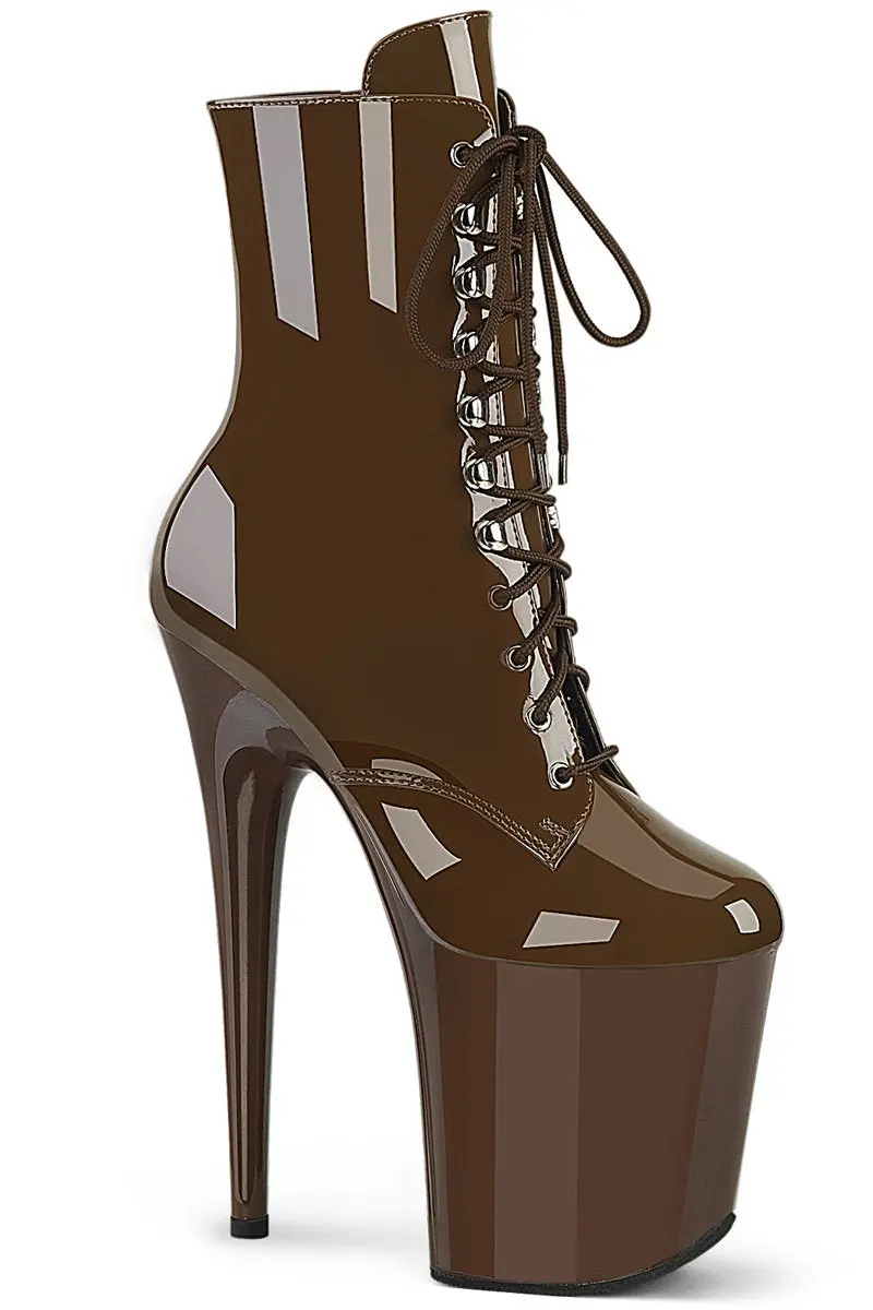 Pleaser Usa Flamingo-1020 8Inch Boots - Patent Mocha (Uk2 Only) 1