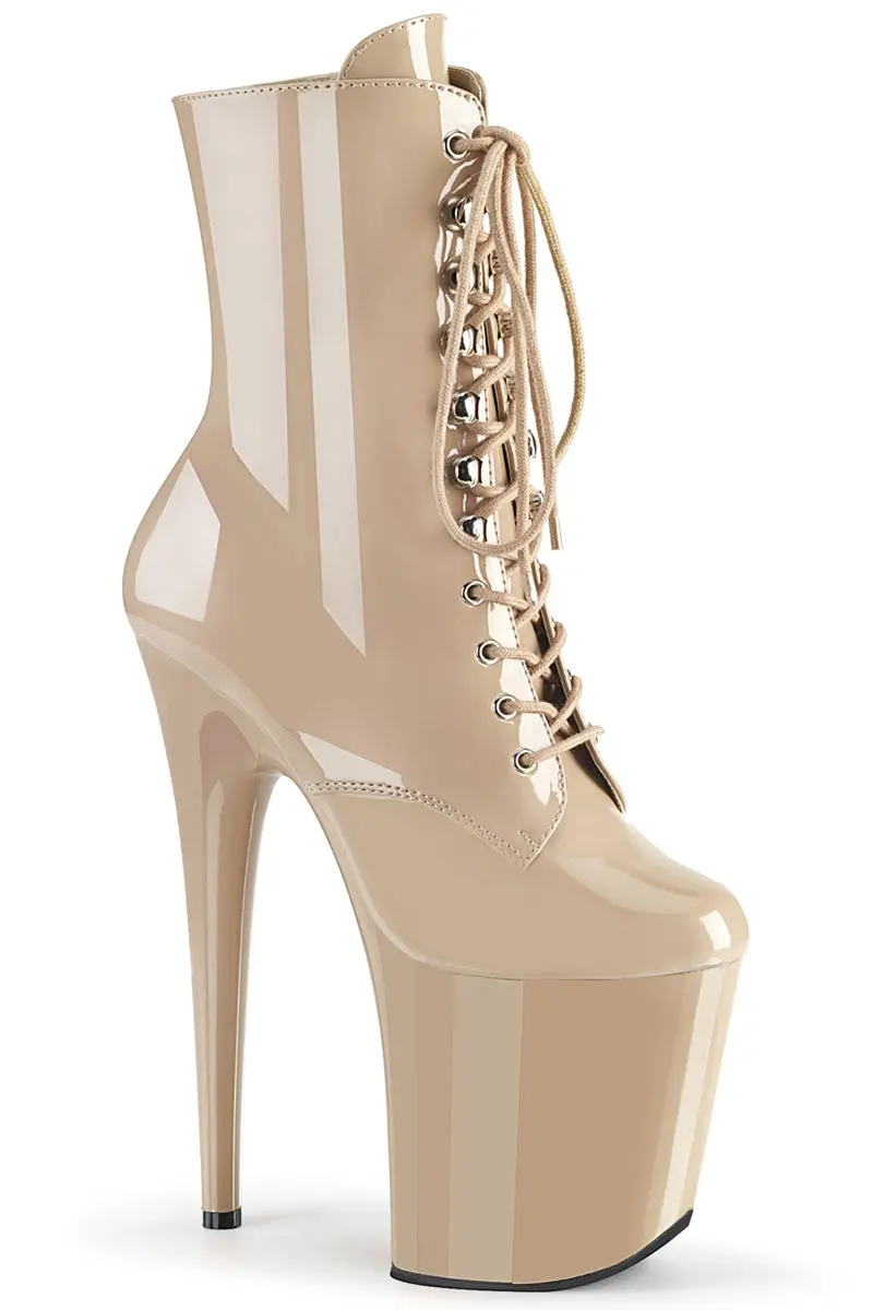 Pleaser Usa Flamingo-1020 8Inch Boots - Patent Beige 1