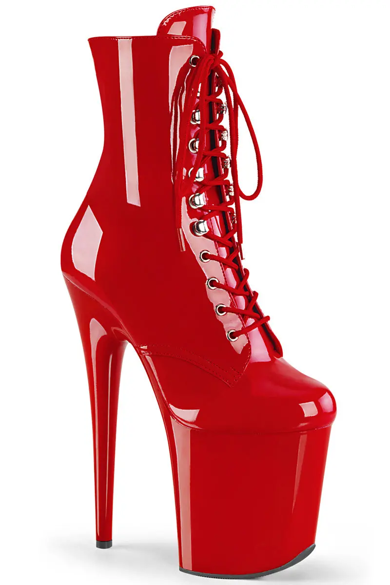 Pleaser Usa Flamingo-1020 8Inch Boots - Patent Red 1